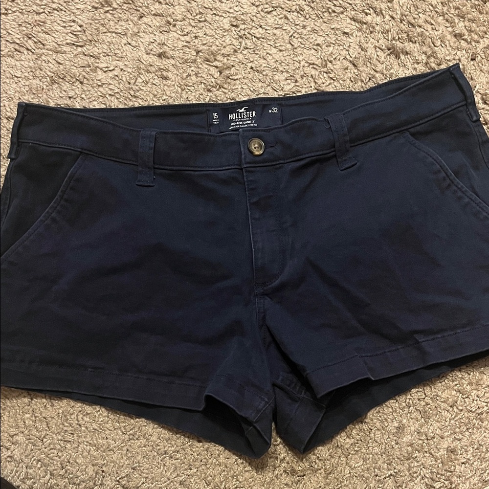Hollister Women's Dark Blue High Waist Shorts